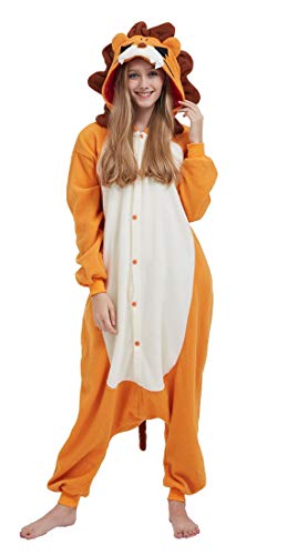 SAMGU Adult Pyjama Cosplay Tier Onesie Body Nachtwäsche Kleid Overall Animal Sleepwear Erwachsene Löwe L von SAMGU