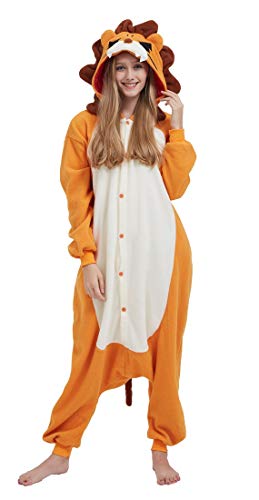 SAMGU Adult Pyjama Cosplay Tier Onesie Body Nachtwäsche Kleid Overall Animal Sleepwear Erwachsene Löwe XL von SAMGU