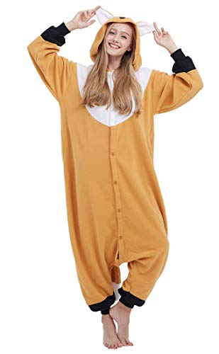 SAMGU Adult Pyjama Cosplay Tier Onesie Body Nachtwäsche Kleid Overall Animal Sleepwear Erwachsene Orange Fuchs XL von SAMGU