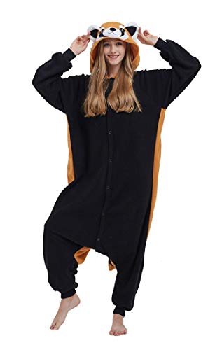 SAMGU Adult Pyjama Cosplay Tier Onesie Body Nachtwäsche Kleid Overall Animal Sleepwear Erwachsene Schwarz + Braun M von SAMGU