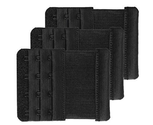 SAMGU BH-Verlängerung 4 Haken Damen BH-Verlängerer, 3 Stück Schwarz von SAMGU