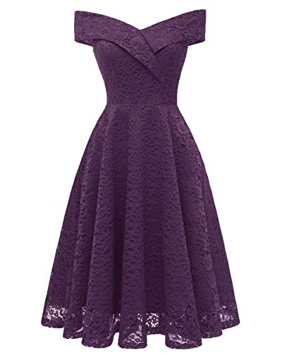 SAMGU Damen Elegant Spitze V-Ausschnitt Aus der Schulter Abendkleider Cocktailkleider Partykleider Ballkleider Purple M SAMGU Damen Elegant Spitze V-Ausschnitt Aus der Schulter Abendkleider Cocktailkleider Partykleider Ballkleider Purple M von SAMGU