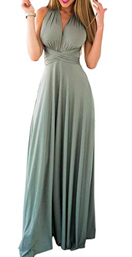 SAMGU Damen Kleider Halfter V-Ausschnitt Rückenfrei Neckholder Abendkleider Cocktailkleid Convertible Wrap Multi Way Party Langes Maxikleid Party Kleid von SAMGU