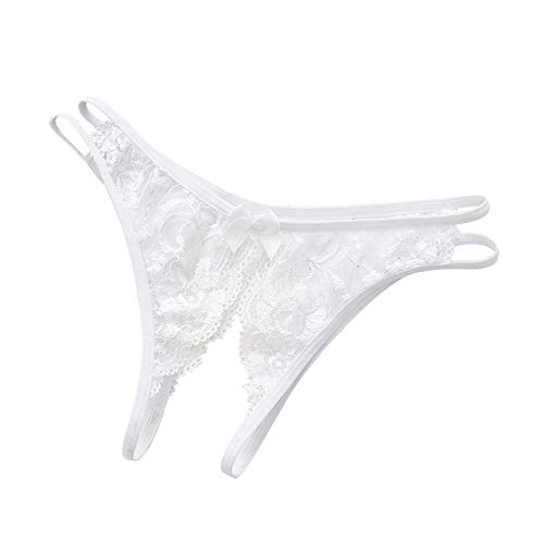 SAMGU Damen Reizvoller Spitze Offen Schritt Niedrige Taille Unterwäsche Unterhosen Tangas Weiß von SAMGU