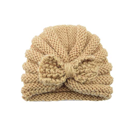 SAMGU Gestrickte Bowknot Turban Mütze Winter Warme Mütze Kopfbedeckung für Baby Beige von SAMGU