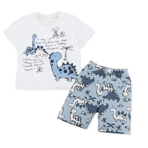 SAMGU Jungen Schlafanzug Dinosaurier Langarm Kurzarm Pyjama Kinder Zweiteilig Pyjama Set Baumwolle Größe 1-8 Jahre für Sommer Frühling Winter Fallen von SAMGU