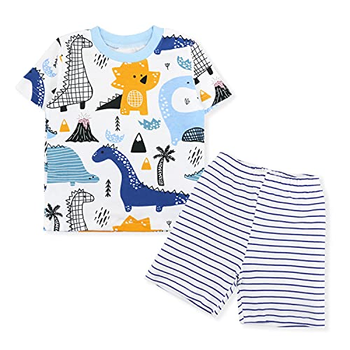 SAMGU Jungen Schlafanzug Dinosaurier Langarm Kurzarm Pyjama Kinder Zweiteilig Pyjama Set Baumwolle Größe 1-8 Jahre für Sommer Frühling Winter Fallen von SAMGU