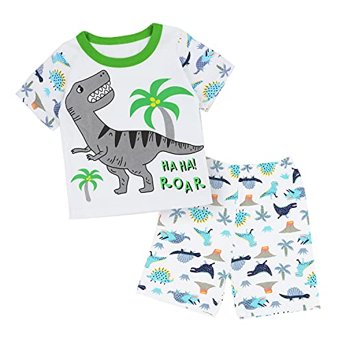 SAMGU Jungen Schlafanzug Dinosaurier Langarm Kurzarm Pyjama Kinder Zweiteilig Pyjama Set Baumwolle Größe 1-8 Jahre für Sommer Frühling Winter Fallen von SAMGU