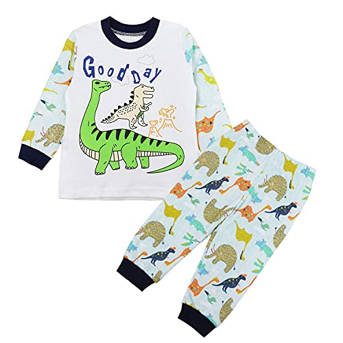 SAMGU Jungen Schlafanzug Dinosaurier Langarm Kurzarm Pyjama Kinder Zweiteilig Pyjama Set Baumwolle Größe 1-8 Jahre für Sommer Frühling Winter Fallen von SAMGU