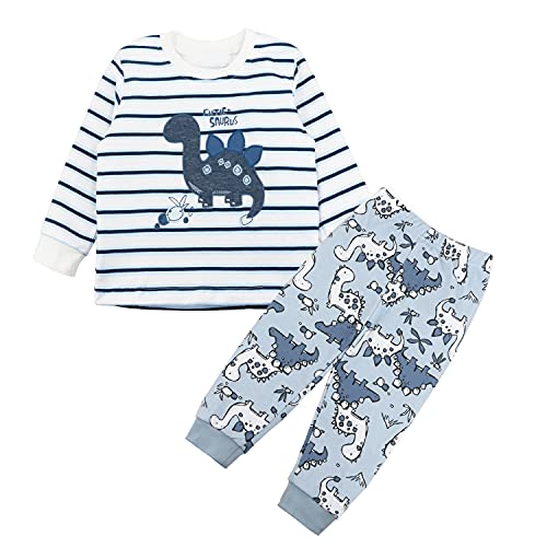 SAMGU Jungen Schlafanzug Dinosaurier Langarm Kurzarm Pyjama Kinder Zweiteilig Pyjama Set Baumwolle Größe 1-8 Jahre für Sommer Frühling Winter Fallen von SAMGU