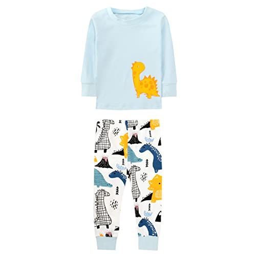 SAMGU Jungen Schlafanzug Dinosaurier Langarm Kurzarm Pyjama Kinder Zweiteilig Pyjama Set Baumwolle Größe 1-8 Jahre für Sommer Frühling Winter Fallen von SAMGU