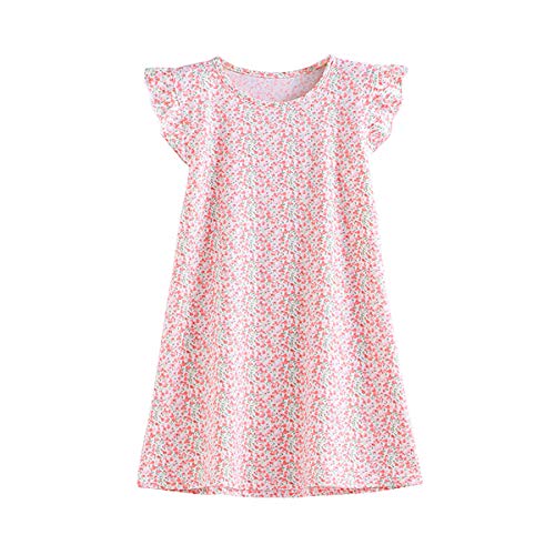 SAMGU Mädchen Nachthemd Rüschen Sleeve Kinder Nightdress Sommer Nachtkleid Rosa fur 3-8 Jahre Prinzessin Nachtwäsche von SAMGU