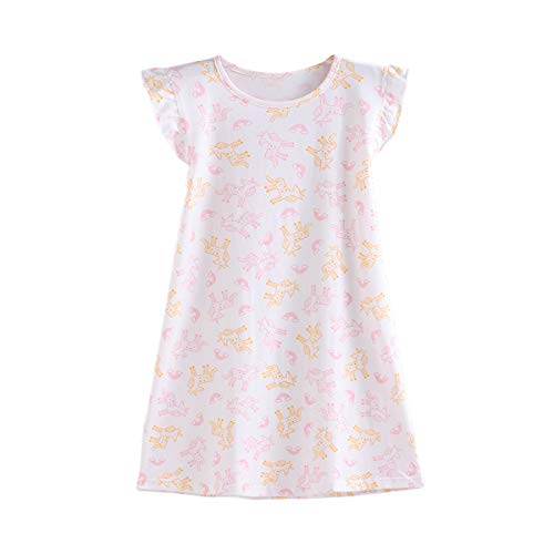 SAMGU Mädchen Nachthemd Rüschen Sleeve Kinder Nightdress Sommer Nachtkleid Rosa fur 3-8 Jahre Prinzessin Nachtwäsche von SAMGU