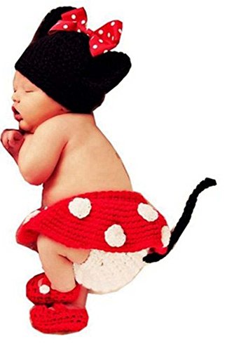 SAMGU Neugeborene Fotografie Prop Baby Kostüm niedlich Crochet Strickmütze Cap Mädchen Jungen Windel Schuhe von SAMGU