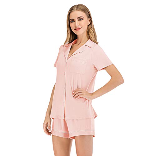 SAMGU Schlafanzug Damen Sommer Pyjama Nachtwäsche Kurzarm Hausanzug Set Sleepshirt Zweiteiliger von SAMGU