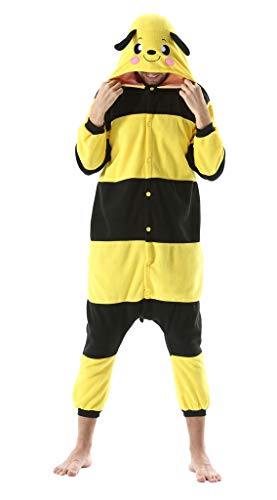 SAMGU Tier Onesie Pyjama Cosplay Kostüme Schlafanzug Erwachsene Unisex Animal Tieroutfit tierkostüme Jumpsuit Gelbe Biene L von SAMGU