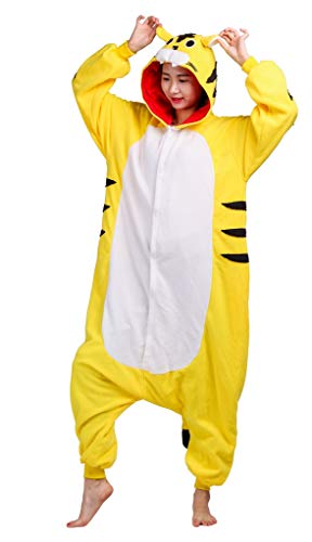 SAMGU Tier Onesie Pyjama Cosplay Kostüme Schlafanzug Erwachsene Unisex Animal Tieroutfit tierkostüme Jumpsuit Gelber Tiger XL von SAMGU