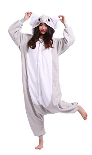 SAMGU Tier Onesie Pyjama Cosplay Kostüme Schlafanzug Erwachsene Unisex Animal Tieroutfit tierkostüme Jumpsuit Grauer Elefant L von SAMGU
