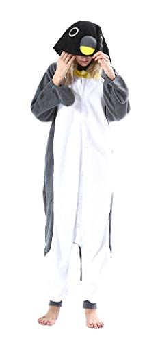 SAMGU Tier Onesie Pyjama Cosplay Kostüme Schlafanzug Erwachsene Unisex Animal Tieroutfit tierkostüme Jumpsuit Grauer Pinguin XL von SAMGU