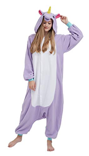 SAMGU Tier Onesie Pyjama Cosplay Kostüme Schlafanzug Erwachsene Unisex Animal Tieroutfit tierkostüme Jumpsuit Lila XL von SAMGU