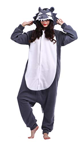 SAMGU Tier Onesie Pyjama Cosplay Kostüme Schlafanzug Erwachsene Unisex Animal Tieroutfit tierkostüme Jumpsuit Wolf L von SAMGU