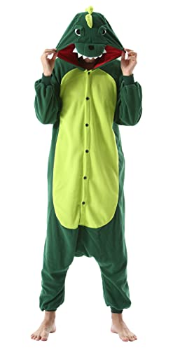 SAMGU Tiere Onesie Erwachsene Unisex Dinosaurier Jumpsuit Karneval Kostüm Halloween Pyjamas Cosplay Schlafanzug,Grüner Dinosaurier,Größe XL von SAMGU