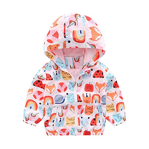 SAMGU Unisex Kinder Jacke Kapuzen Dinosaurier Cartoon Aufdruck Winddicht Windjacke Frühling Herbst Sommer Outwear Mädchen Jungen Softshelljacke Sweatjacke Kapuzenjacke Mantel 1-6 Jahre von SAMGU