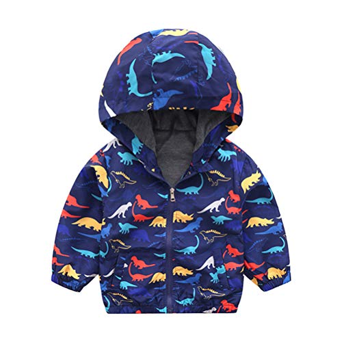 SAMGU Unisex Kinder Jacke Kapuzen Dinosaurier Cartoon Aufdruck Winddicht Windjacke Frühling Herbst Sommer Outwear Mädchen Jungen Softshelljacke Sweatjacke Kapuzenjacke Mantel 1-6 Jahre von SAMGU