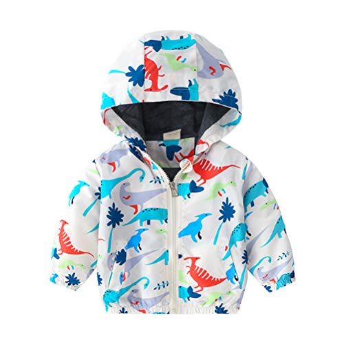 SAMGU Unisex Kinder Jacke Kapuzen Dinosaurier Cartoon Aufdruck Winddicht Windjacke Frühling Herbst Sommer Outwear Mädchen Jungen Softshelljacke Sweatjacke Kapuzenjacke Mantel 1-6 Jahre von SAMGU