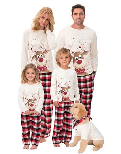 SAMGU Weihnachten Schlafanzug Familien Pyjama Set Lang Tops+Hosen Strampler Neujahr Zweiteiliger für Vater, Mutter, Kinder von SAMGU