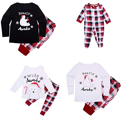 SAMGU Weihnachten Schlafanzug Familien Pyjama Set Lang Tops+Hosen Strampler Neujahr Zweiteiliger für Vater, Mutter, Kinder von SAMGU