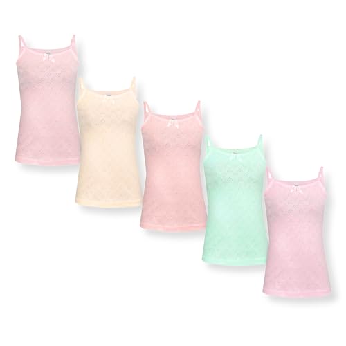 SAMILY Unterhemden Mädchen 100% Baumwolle 5er-Pack Tanktop Spaghettiträger Unterwäsche Herz Muster Gr. 122/128 7-8 Jahre von SAMILY
