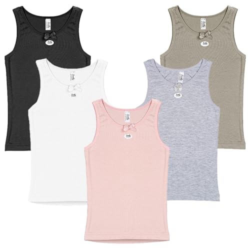 SAMILY Mädchen Baumwolle Unterhemden Tank Top mit Schleife (DE/NL/SE/PL, Numerisch, 110, 116, Regular, Mehrfarbig-1-) von SAMILY