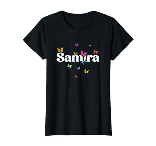 Samira - Schöner Mädchen Name mit bunten Schmetterlingen T-Shirt Samira - Schöner Mädchen Name mit bunten Schmetterlingen T-Shirt von SAMIRA Tochter Enkel Geburtstag Geschenkideen