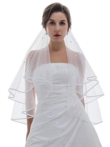 2T 2 Stufe Band Rand Zentrum gesammelt Strass Kristall Braut Hochzeit Schleier Ellenbogen Länge 30 Zoll Weiß 2T 2 Stufe Band Rand Zentrum gesammelt Strass Kristall Braut Hochzeit Schleier Ellenbogen Länge 30 Zoll Weiß von SAMKY