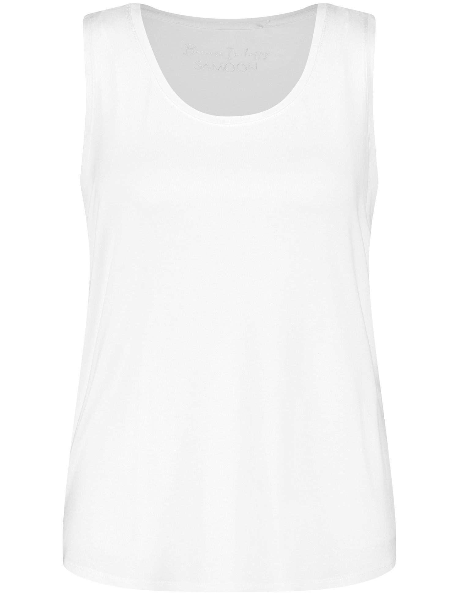 SAMOON Damen Basic-Top mit Seitenschlitzen 68cm Ärmellos Rundhals Viskose Weiss, 44 von SAMOON