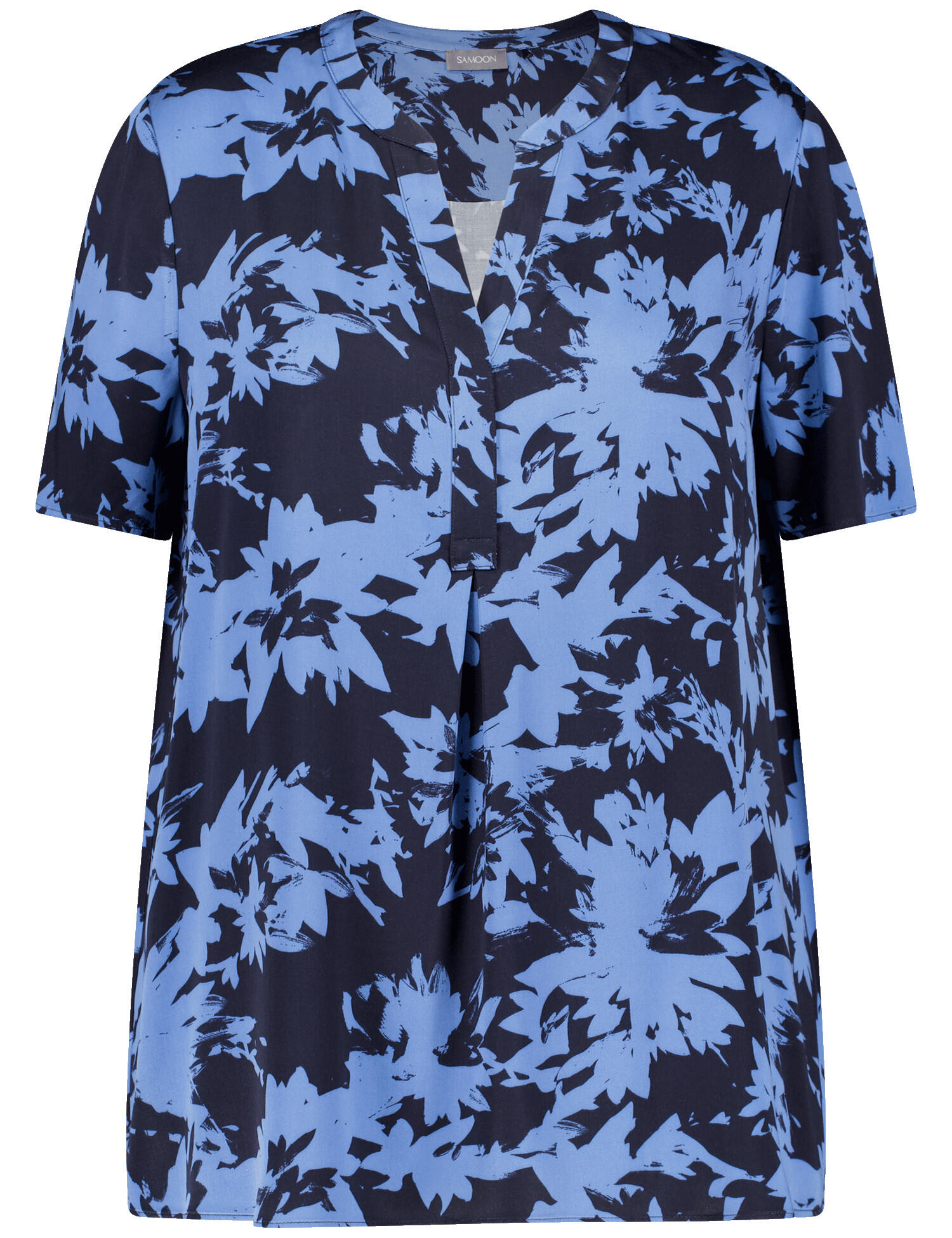 SAMOON - BLUSE 1/2 ARM dusk blue gemustert - Gr. - 48 von SAMOON