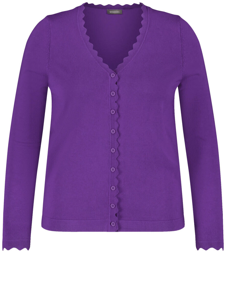 SAMOON - Basic Strickjacke mit Wellenkanten violet - Gr. - 42 von SAMOON