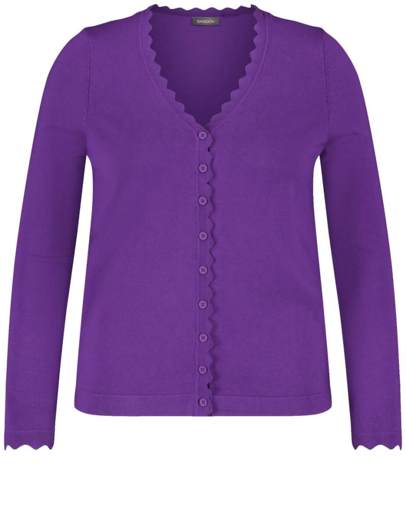 SAMOON - Basic Strickjacke mit Wellenkanten violet - Gr. - 42 von SAMOON