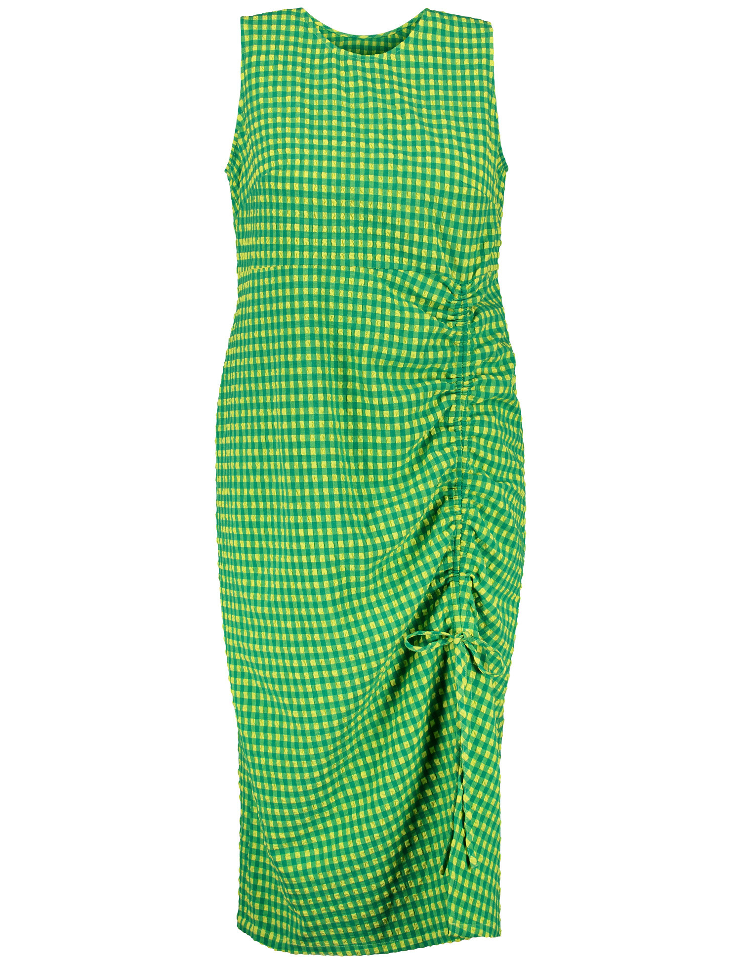 SAMOON Damen Ärmelloses Sommerkleid mit Schlitz Rundhals Grün kariert, 44 von SAMOON