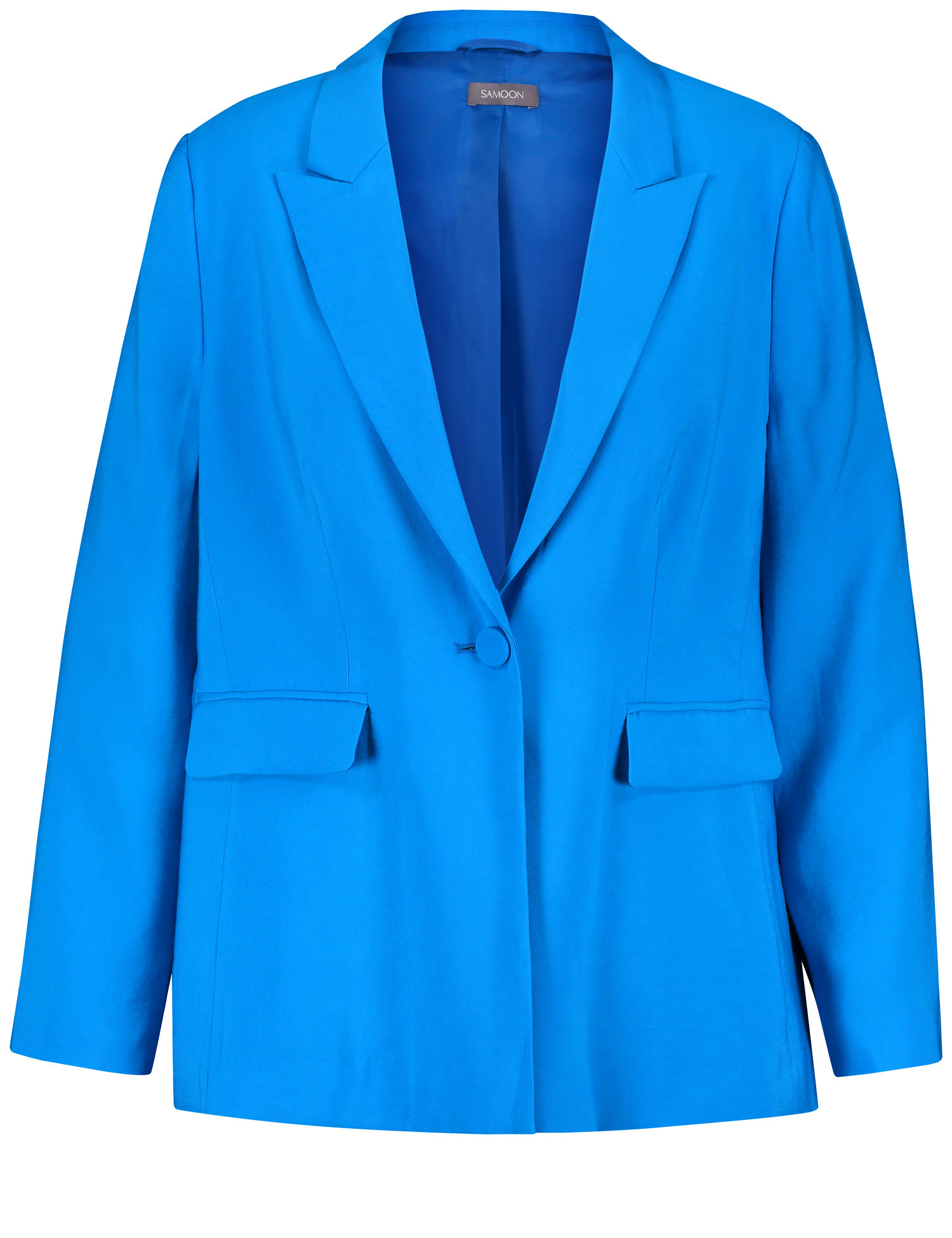 SAMOON Damen Blazer mit Pattentaschen 72cm Langarm Revers Viskose Blau, 52 von SAMOON