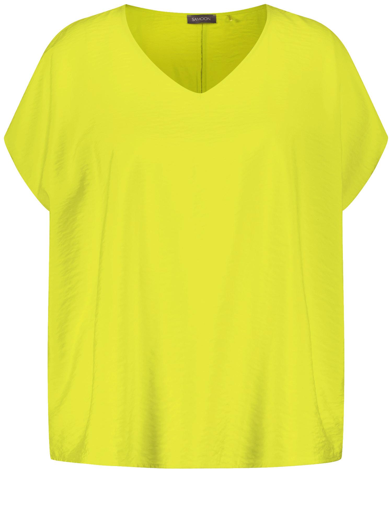 SAMOON Damen Fein schimmerndes Blusenshirt 64cm Kurzarm V-Ausschnitt Viskose Grün, 56 von SAMOON