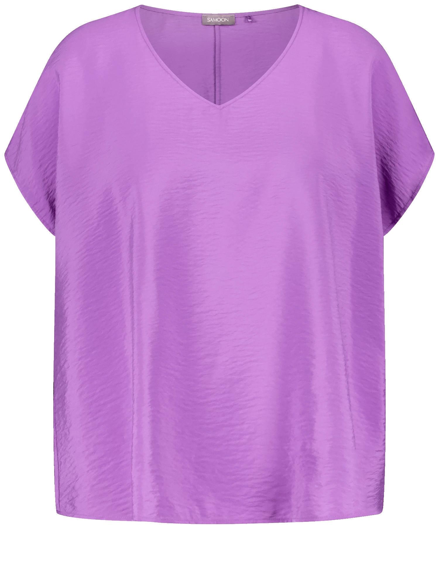 SAMOON Damen Fein schimmerndes Blusenshirt 64cm Kurzarm V-Ausschnitt Viskose Lila, 44 von SAMOON