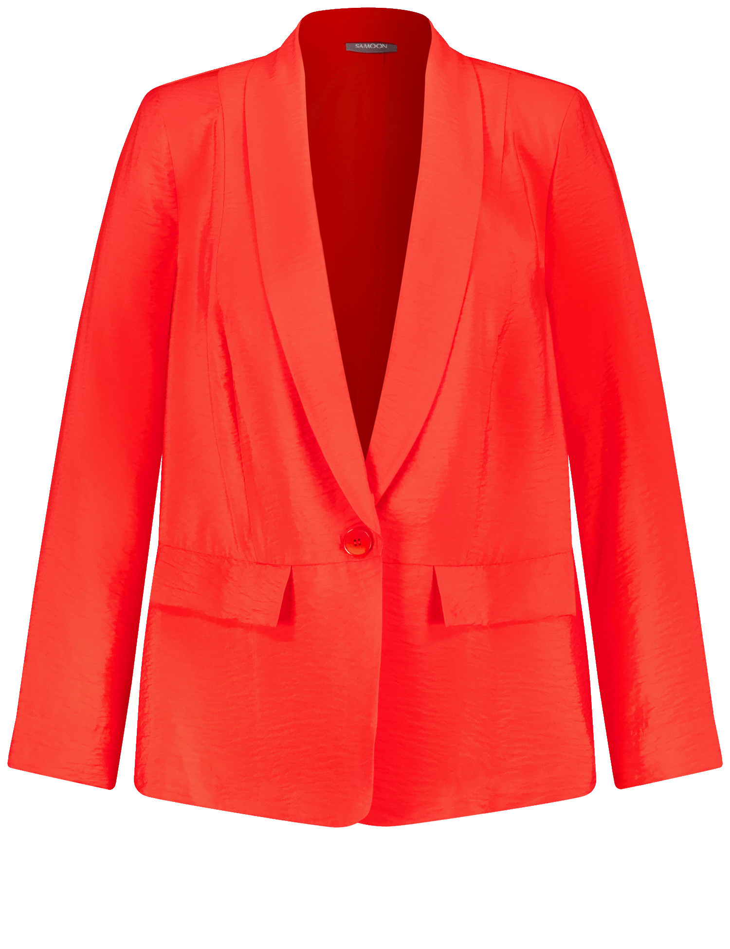 SAMOON Damen Leichter Blazer 68cm Langarm Revers Viskose Knopfverschluss Rot, 42 von SAMOON