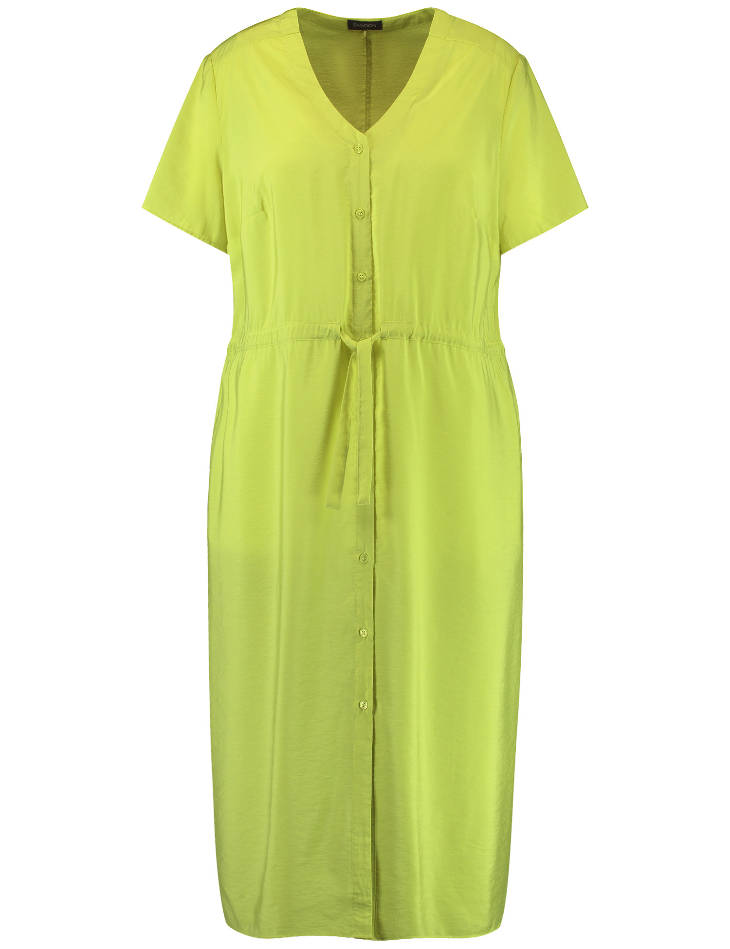 SAMOON Damen Sommerkleid in Midilänge Kurzarm V-Ausschnitt Viskose Grün, 52 von SAMOON