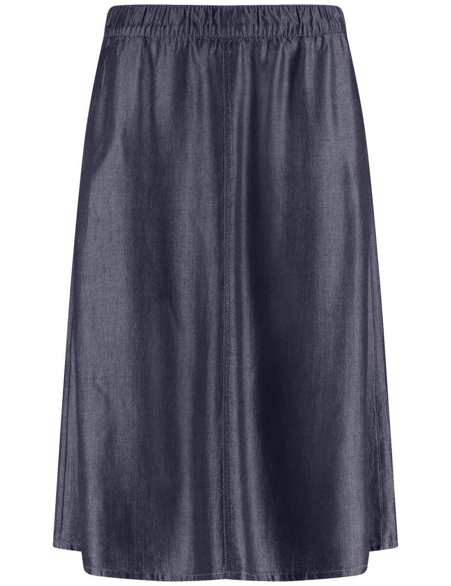 SAMOON - Fließender Rock in Denim-Optik blau - Gr. - 46 von SAMOON