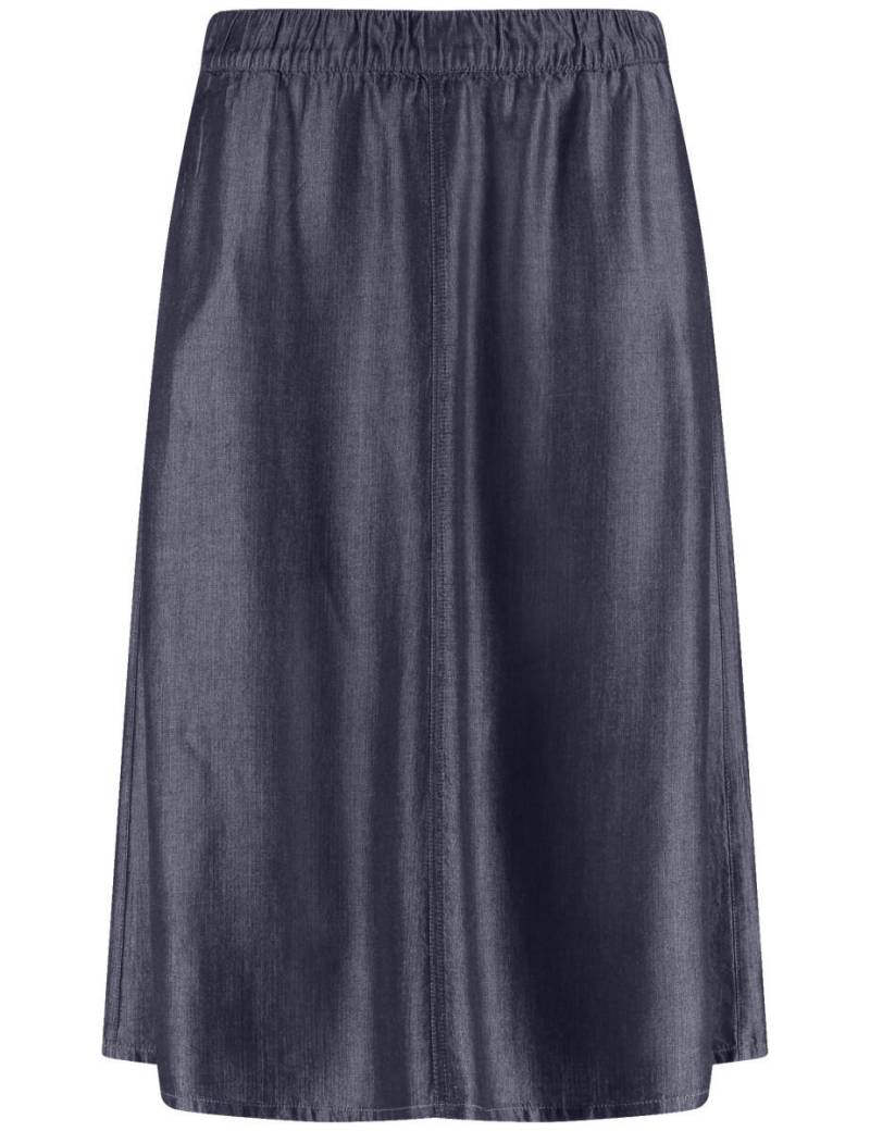 SAMOON - Fließender Rock in Denim-Optik blau - Gr. - 48 von SAMOON