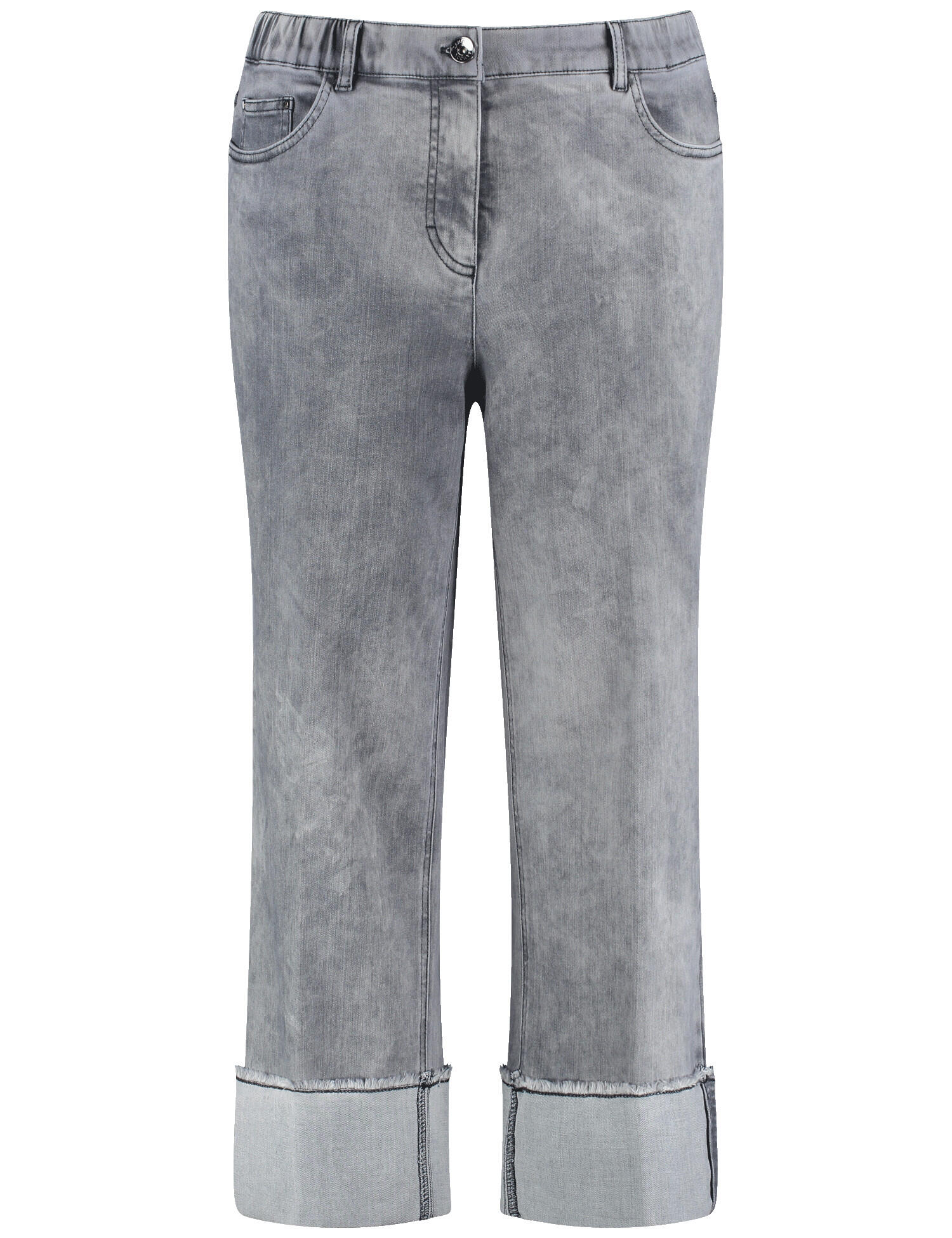 SAMOON - HOSE JEANS VERKUERZT mid grey melange - Gr. - 46 von SAMOON