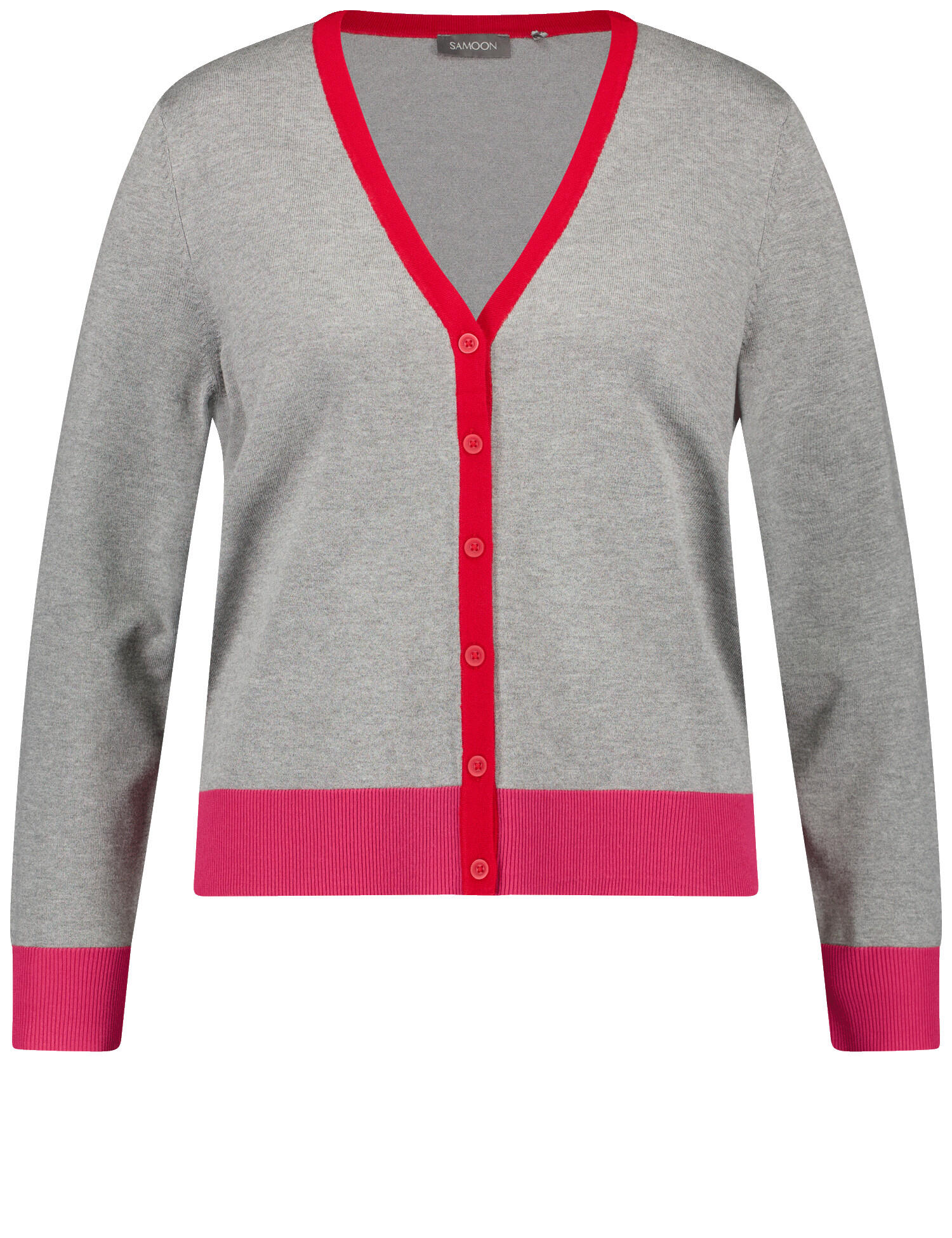 SAMOON - JACKE STRICK normal grey mel. - Gr. - 44 von SAMOON