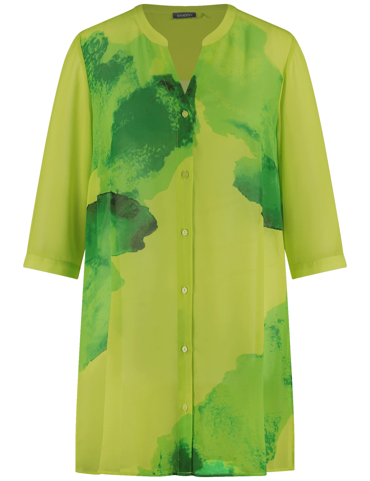 SAMOON - Longbluse mit 3/4 Arm green fern gemustert - Gr. - 46 von SAMOON